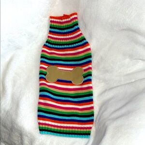 🌈Striped Dog Turtleneck Sweater with Bone Design